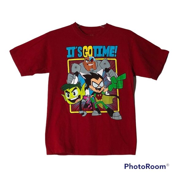 Teen Titans Go! Cyborg Robin & Beast Boy Red T-Shirt Top XL (14/16) - Picture 1 of 5